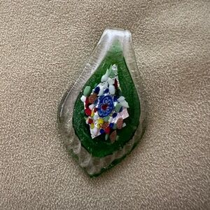 Beautiful glass flower pendant for necklace, or window hanging